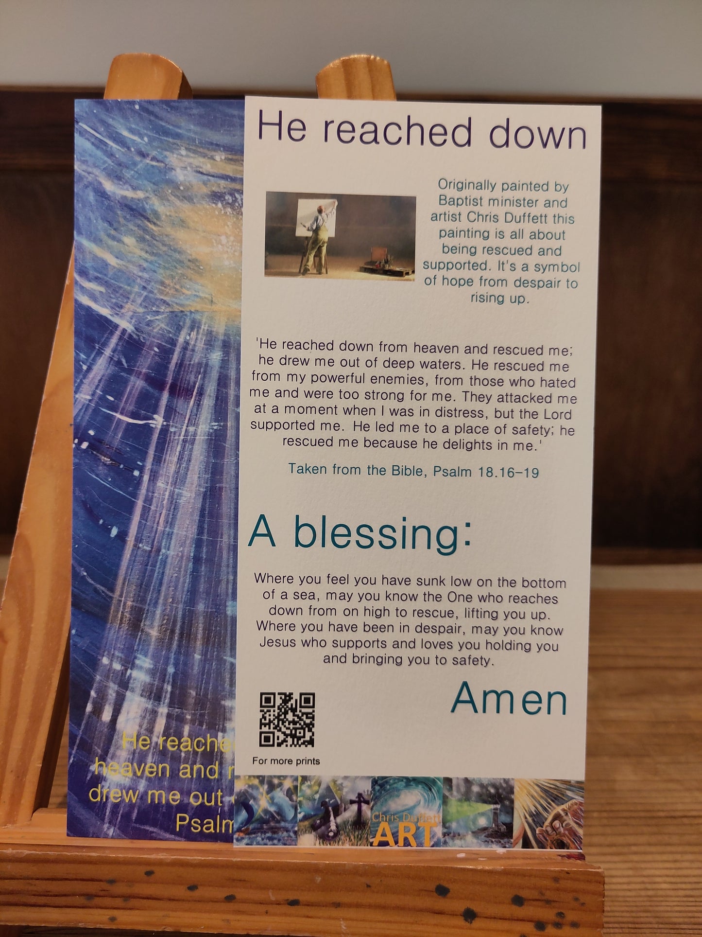 He reached down, small print