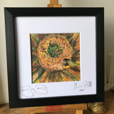 Framed print of ‘Busy Bee.’- small frame 8 by 8 inch